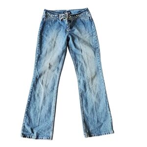 Y2k Vintage Wild Secret Women's Blue Studded Flare Belted Jeans